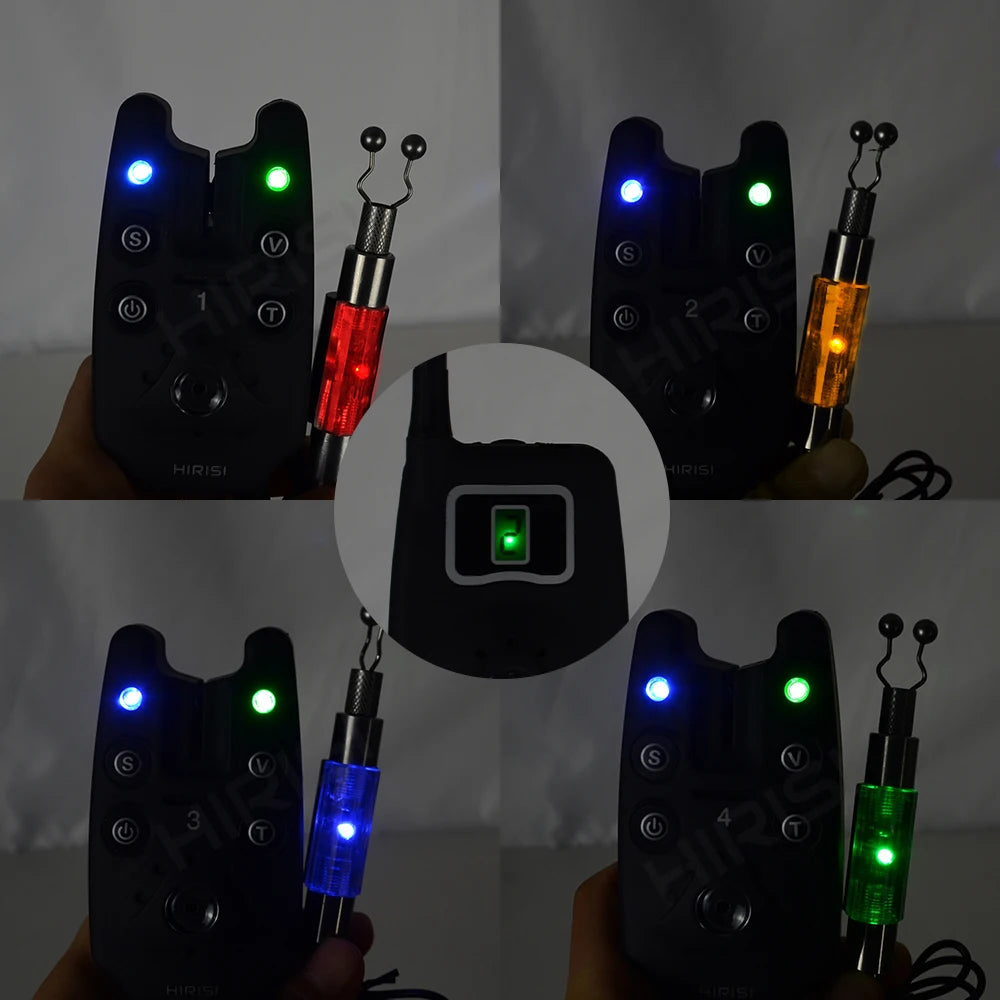 Wireless fishing bite alarm 1+4 set with 4pcs illuminated swinger in  EVA case for carp fishing B1203S