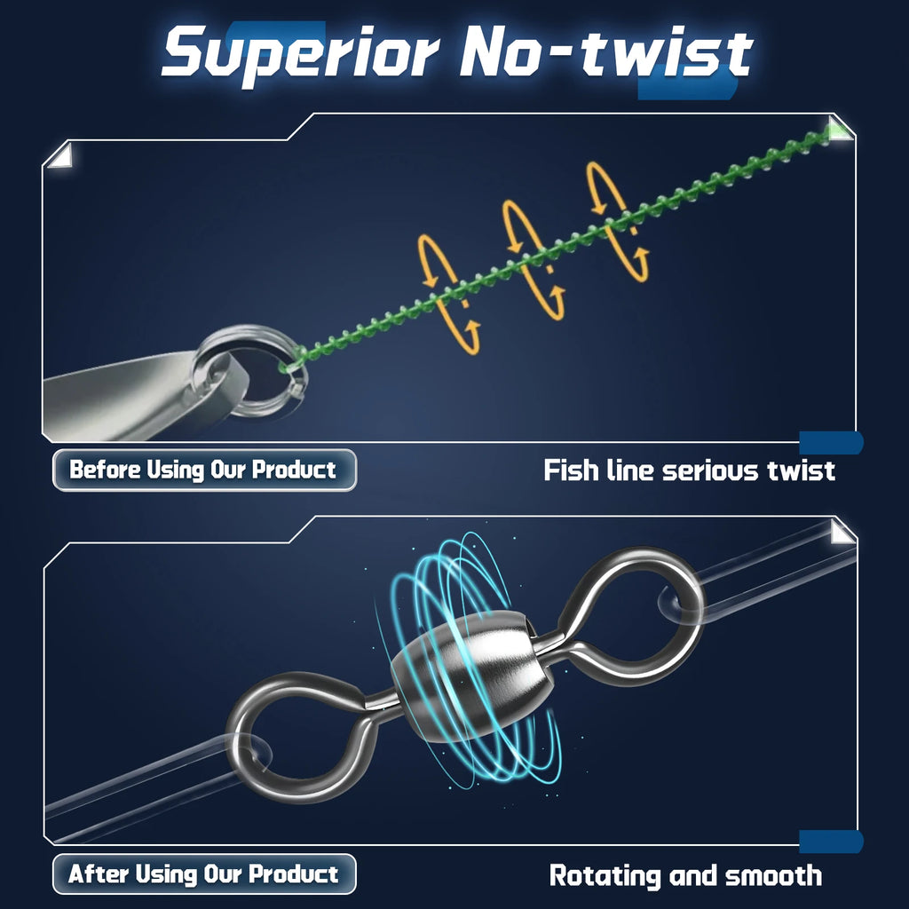 Crane Swivels 50~200Pcs Swivels Fishing Tackle Fishing line Hook Connector Stainless Brass Saltwater Fishing Rolling Accessories