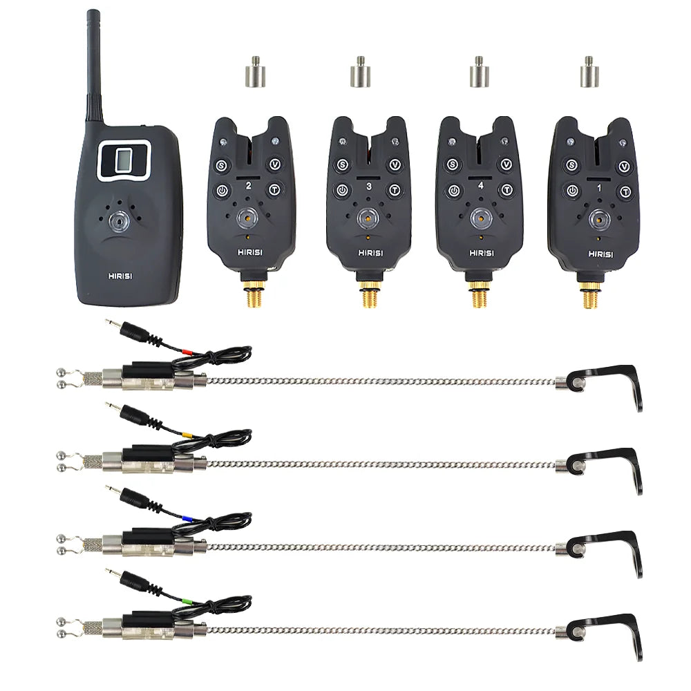 Wireless fishing bite alarm 1+4 set with 4pcs illuminated swinger in  EVA case for carp fishing B1203S